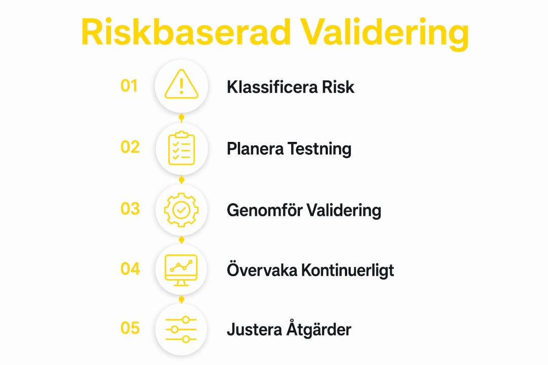 Grafisk översikt som tydligt visar de olika stegen i riskbaserad validering