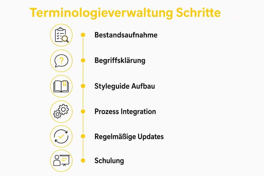 Grafik mit einer Schritt-für-Schritt-Anleitung zur Terminologieverwaltung