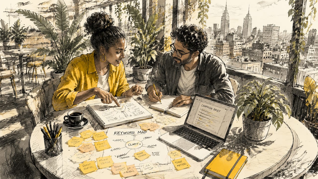 Team brainstorming multilingual SEO content strategy