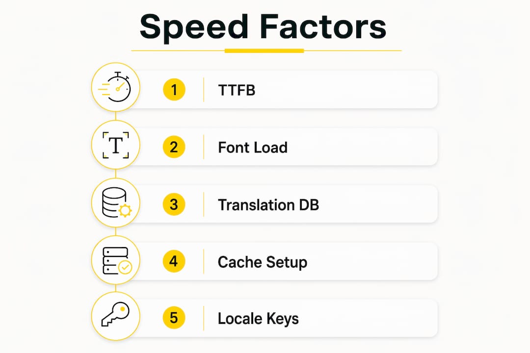 Infographic illustrating key multilingual SEO speed factors