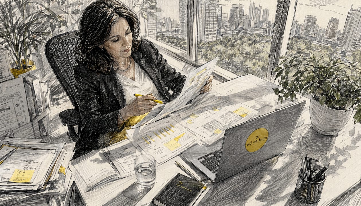 Finance expert reviewing localization financial reports