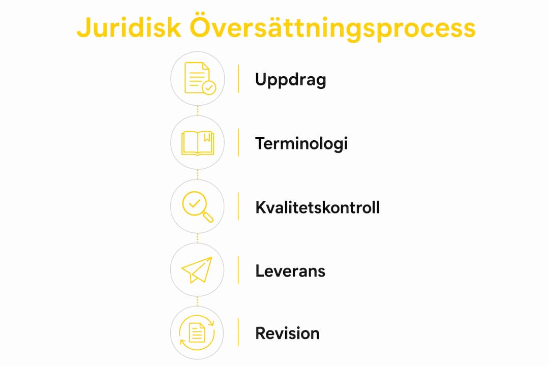 En överskådlig infografik som tydligt visar de olika stegen i processen för juridisk översättning