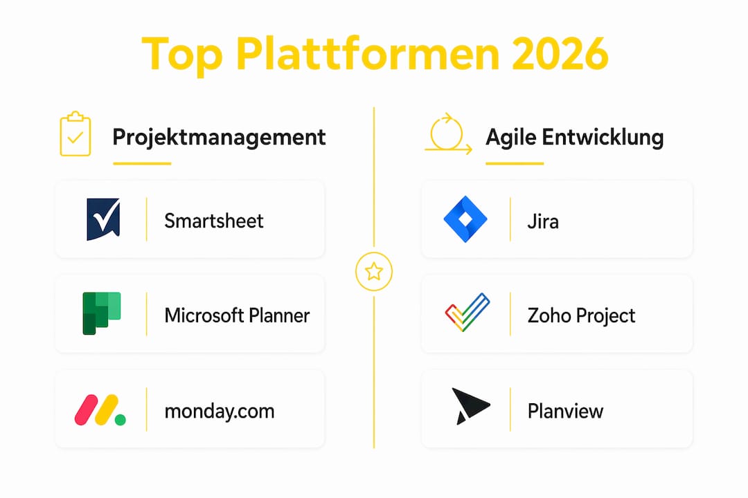 Vergleichsgrafik: Projektmanagement-Tools vs. agile Plattformen im Überblick