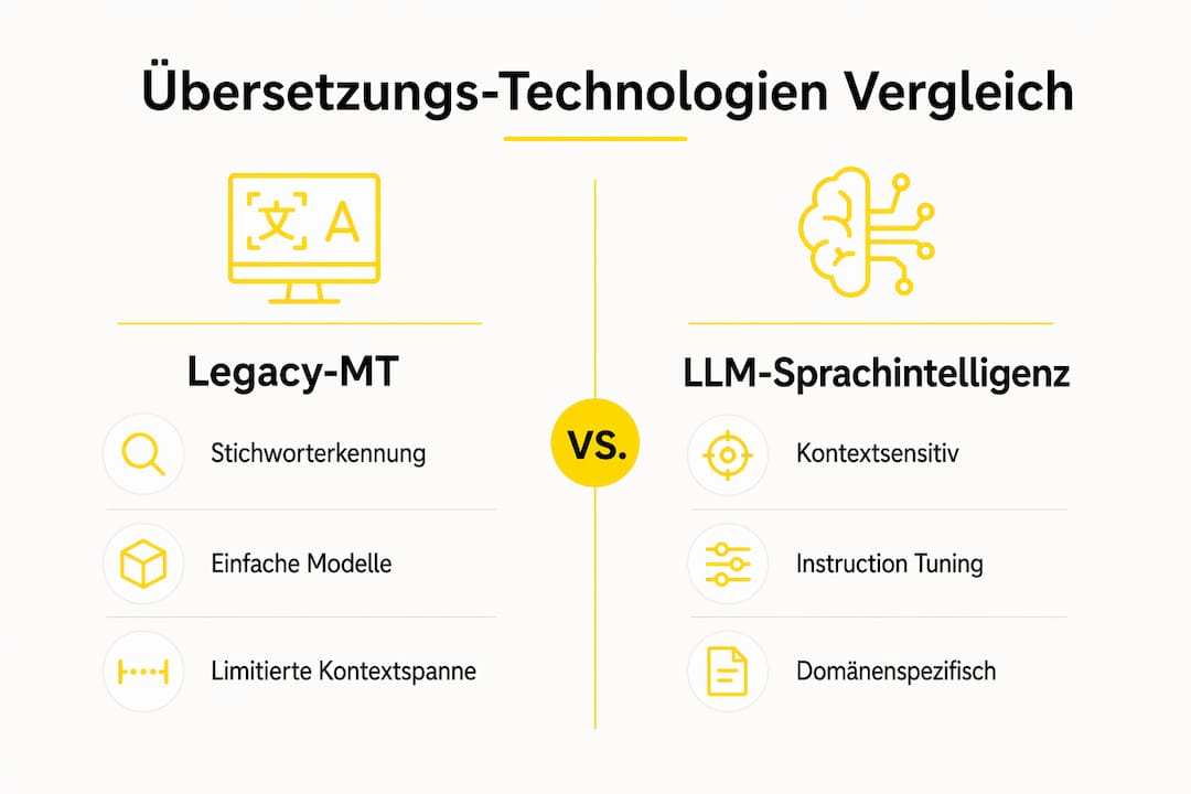 Infografik: Ein Überblick über aktuelle Übersetzungstechnologien im Vergleich