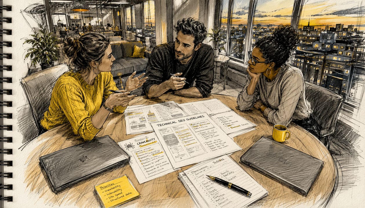 Austausch zum internationalen SEO im modernen Coworking-Space
