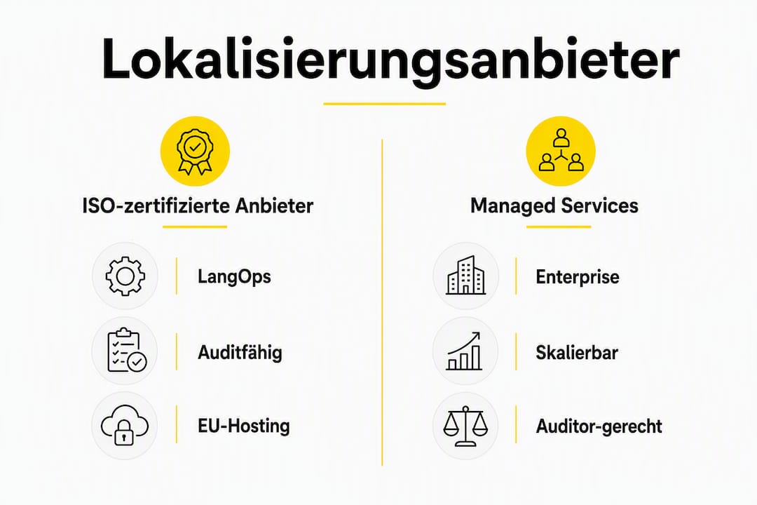 Infografik: Überblick über verschiedene Arten von Lokalisierungsdienstleistern im Vergleich