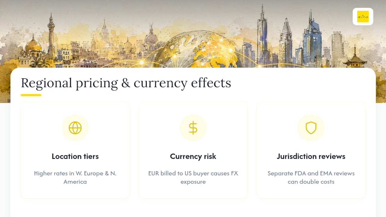 Diagram of regional pricing and currency effects