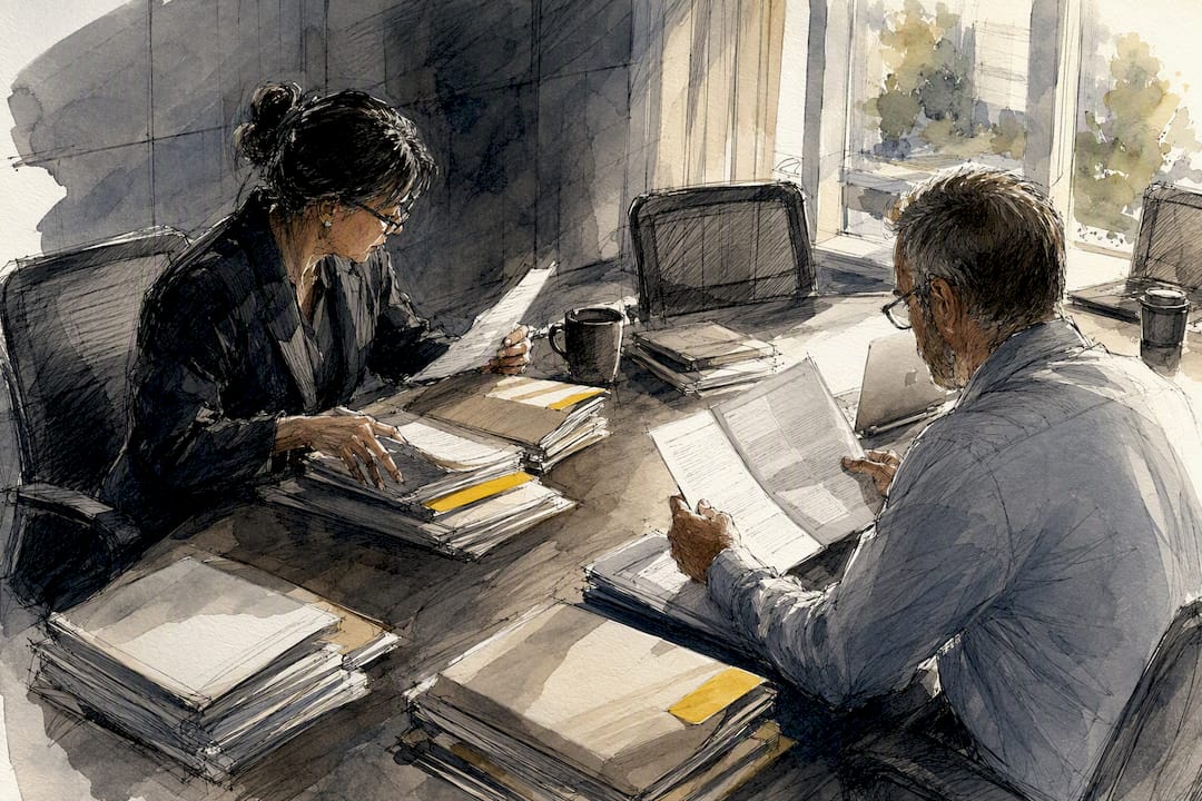 Watercolor sketch of CMS translation review