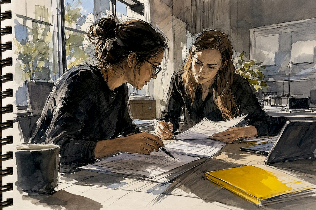 Linguists reviewing translated consent documents
