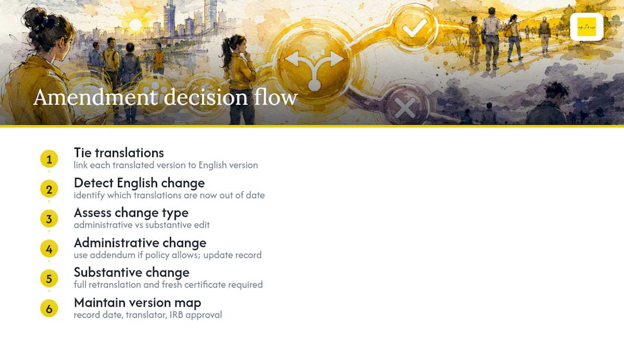 Consent amendment translation decision flow