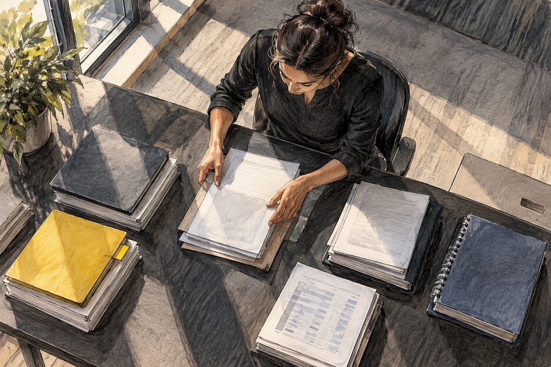 Reviewer assembling legal translation audit artifacts