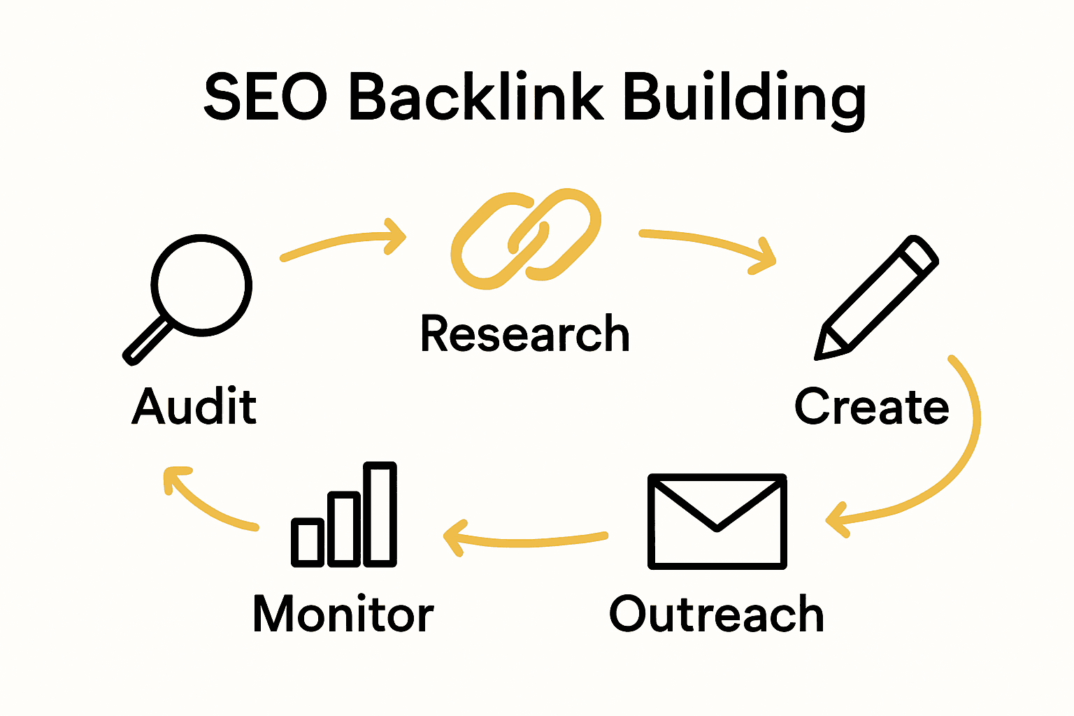Infographic displaying 5 steps to build backlinks for SEO