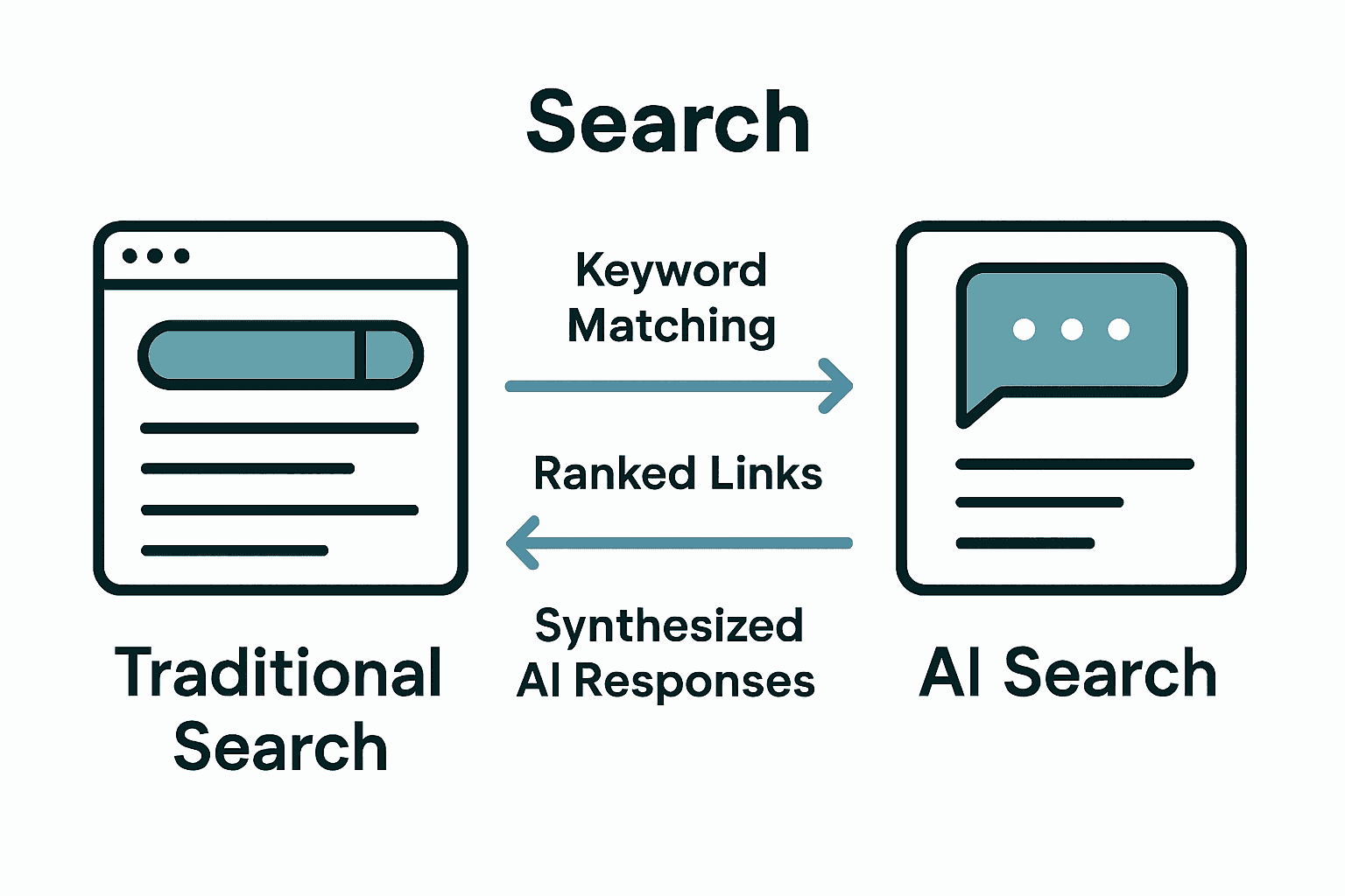 Infographic comparing traditional search engines to AI-powered platforms
