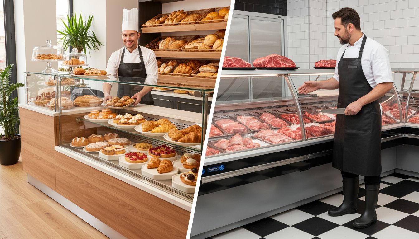 hűtőpult pékségben húsboltban