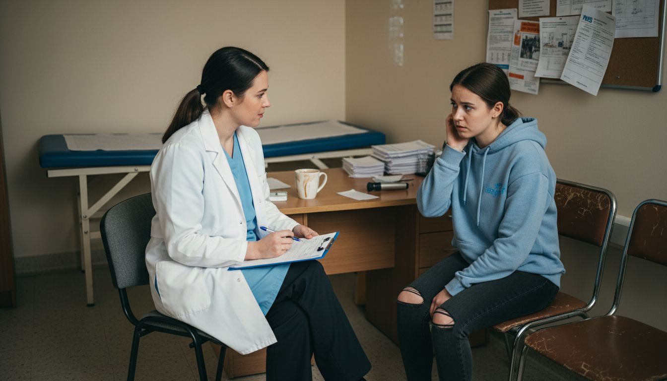 Consultation showing symptoms of ear wax build-up