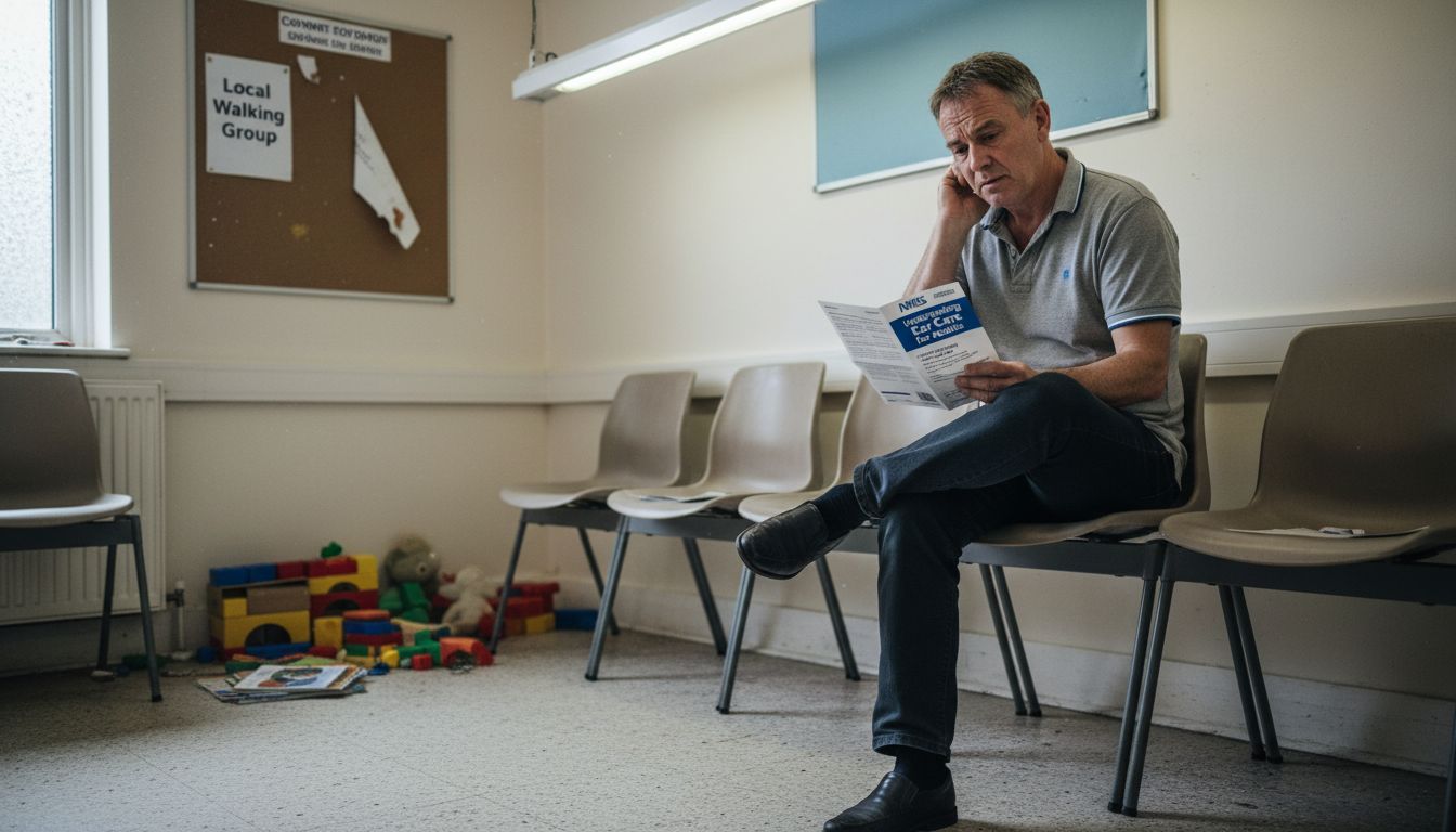 Man waiting at NHS surgery for care
