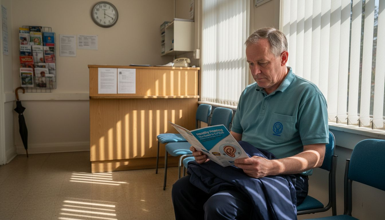 Patient waiting in ear wax clinic reception