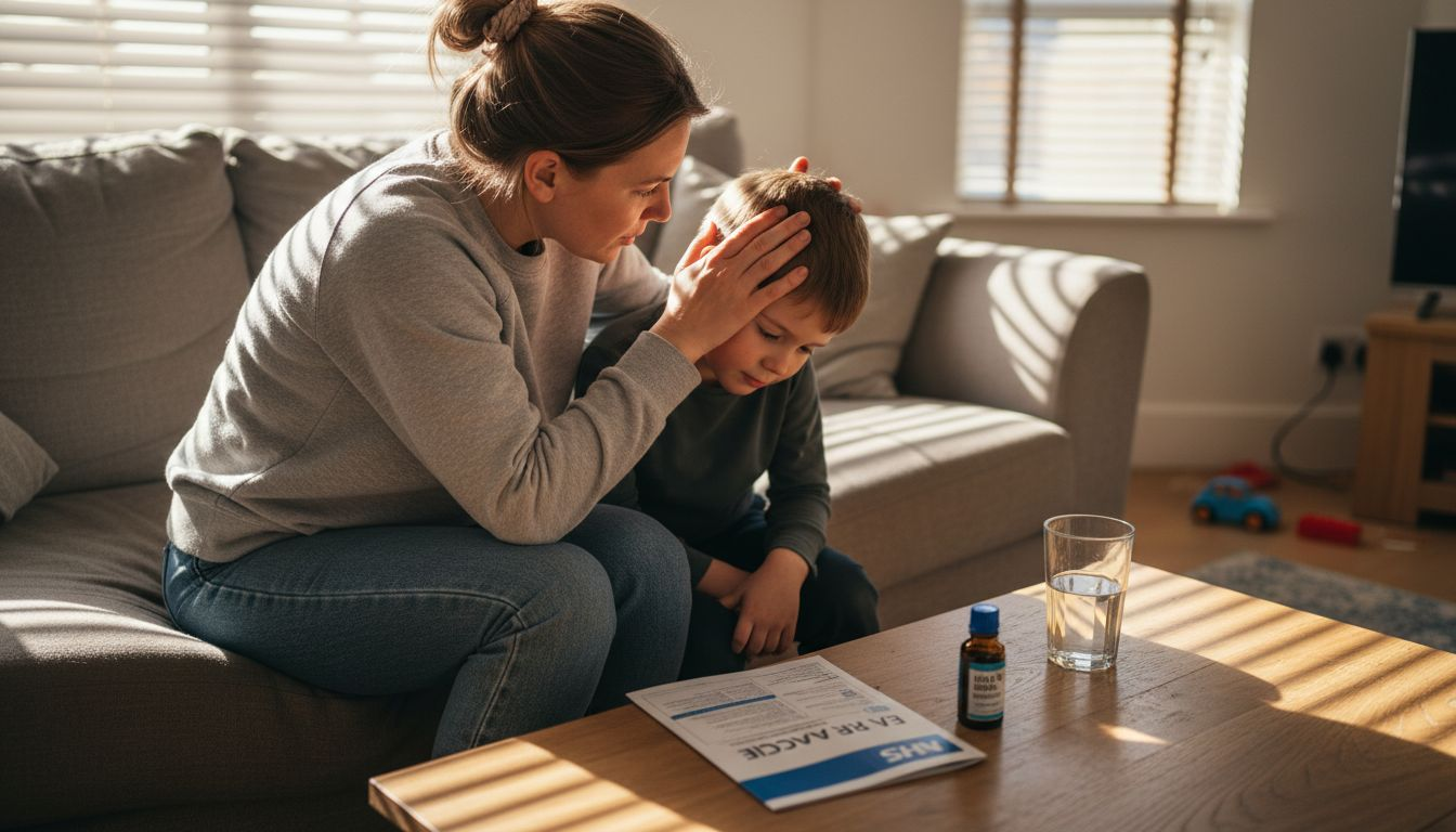 Mother checking child’s ear for wax buildup