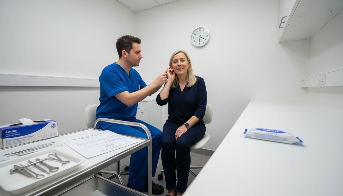 Audiologist preparing ear wax removal tools