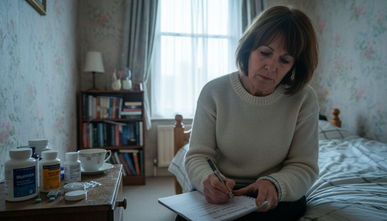 Patient organizes notes for procedure