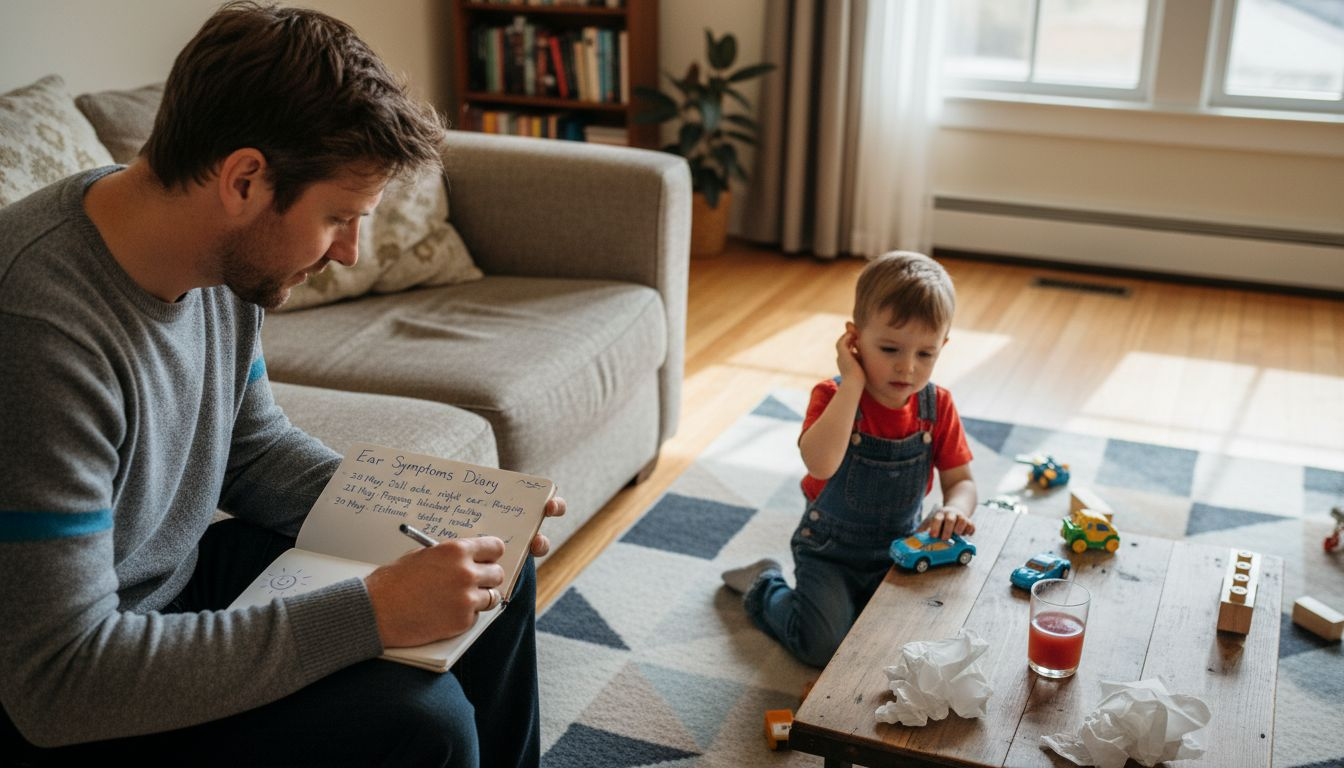 Parent keeping diary of child’s ear symptoms