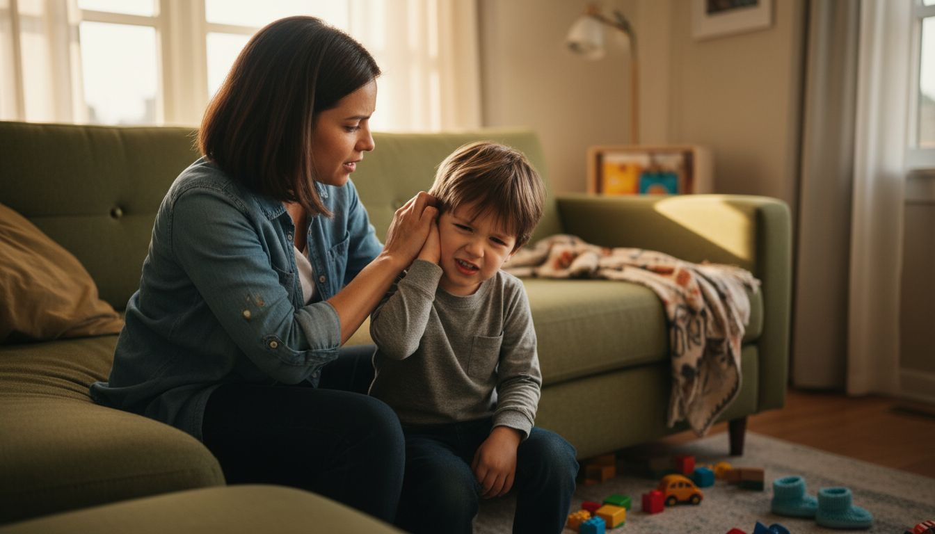 Child showing signs of ear pain