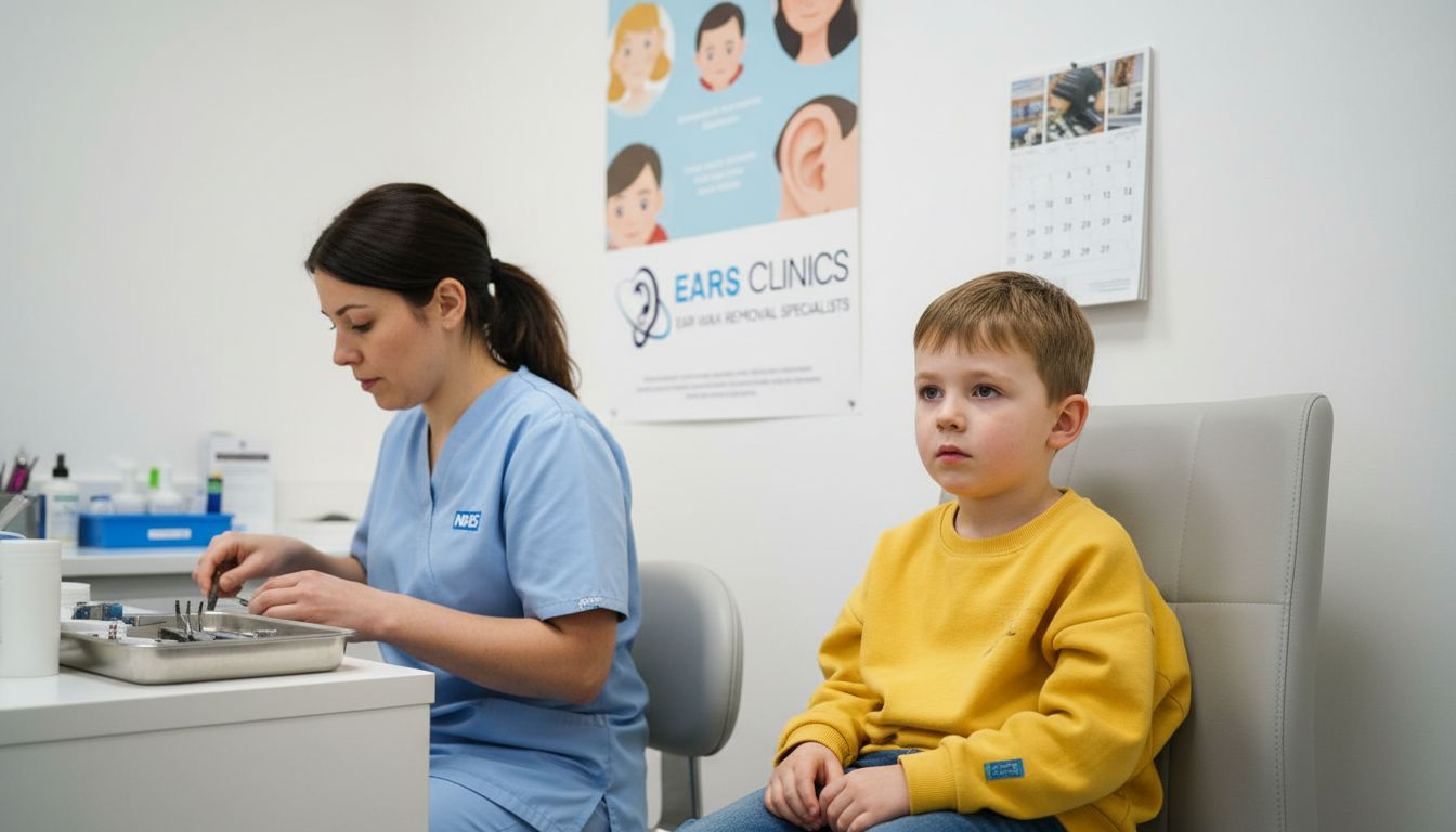 Child waiting in pediatric ear clinic