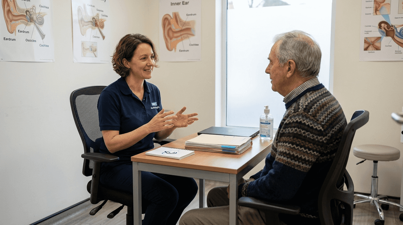 Audiologist prepares microsuction ear wax procedure