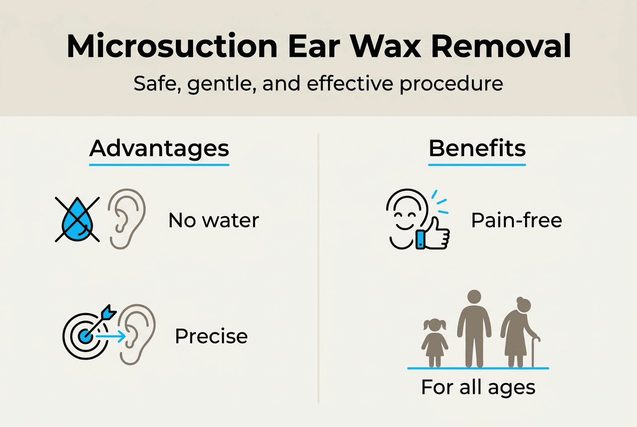 Infographic comparing microsuction ear wax benefits