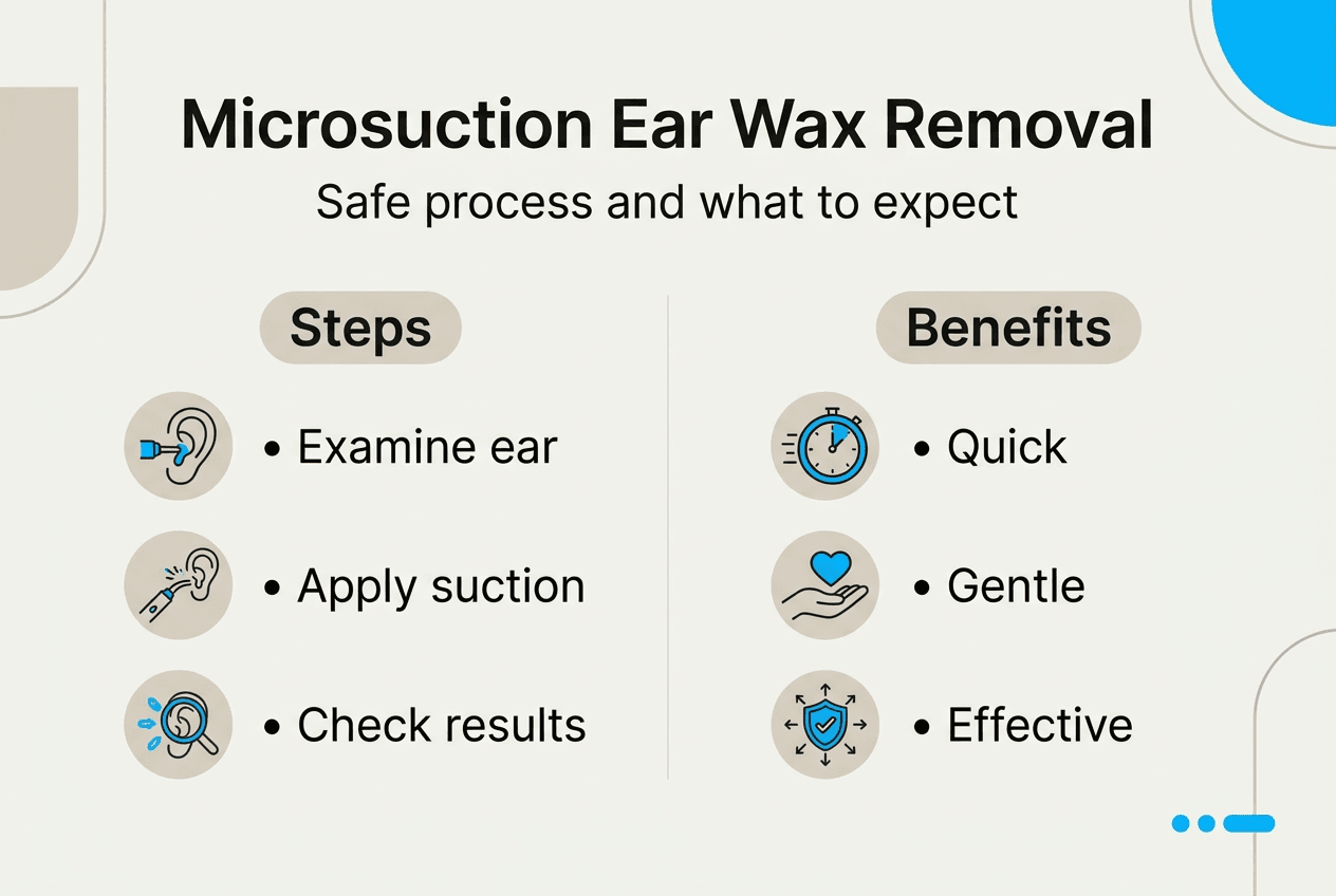 Infographic explaining microsuction removal steps and benefits