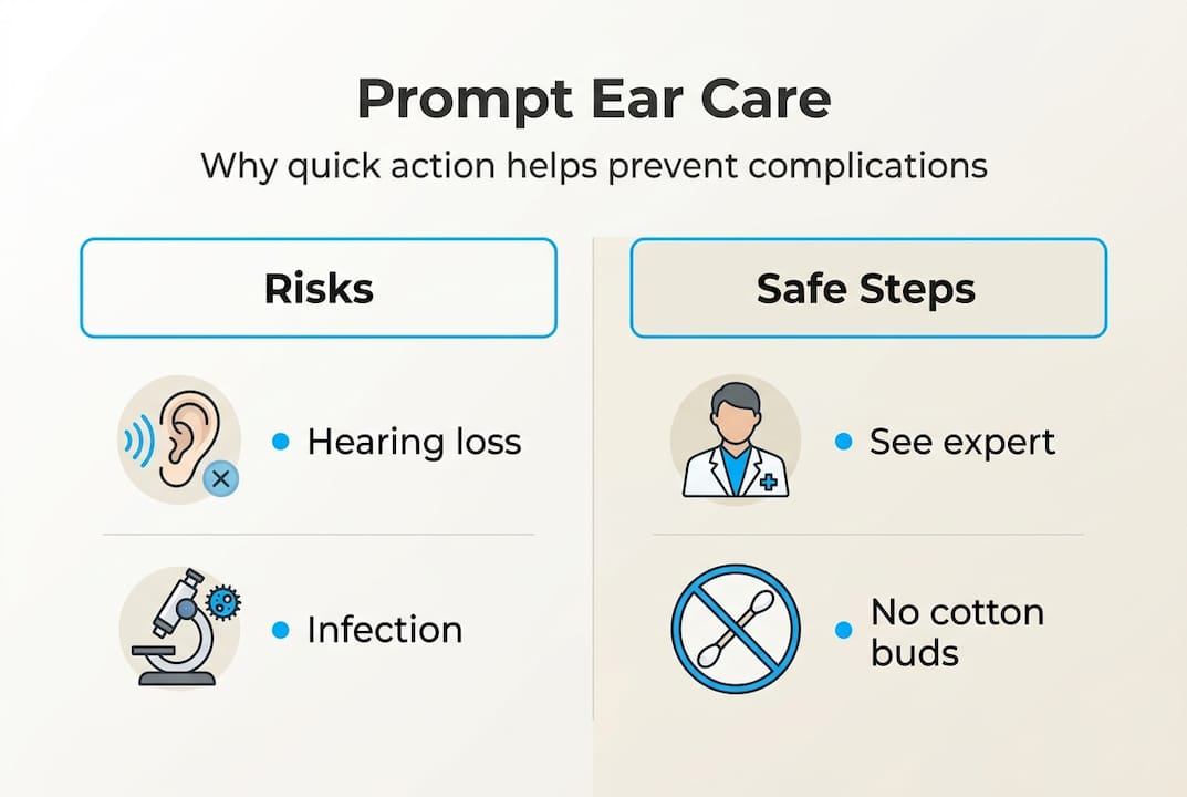 Infographic showing risks and safe ear care steps