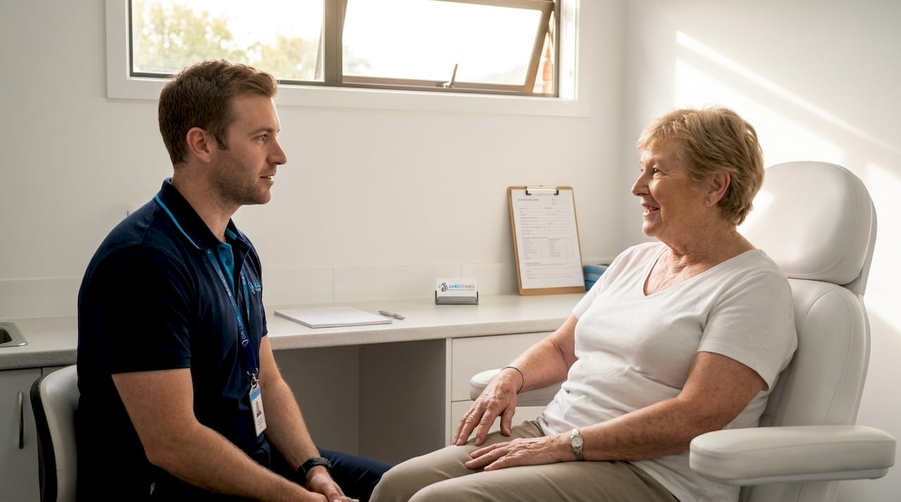 Clinician performing microsuction ear wax removal