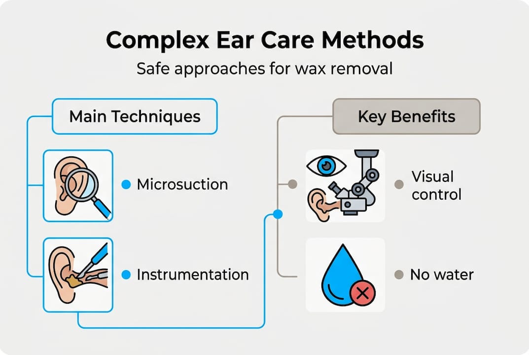 Infographic explaining ear care methods and benefits