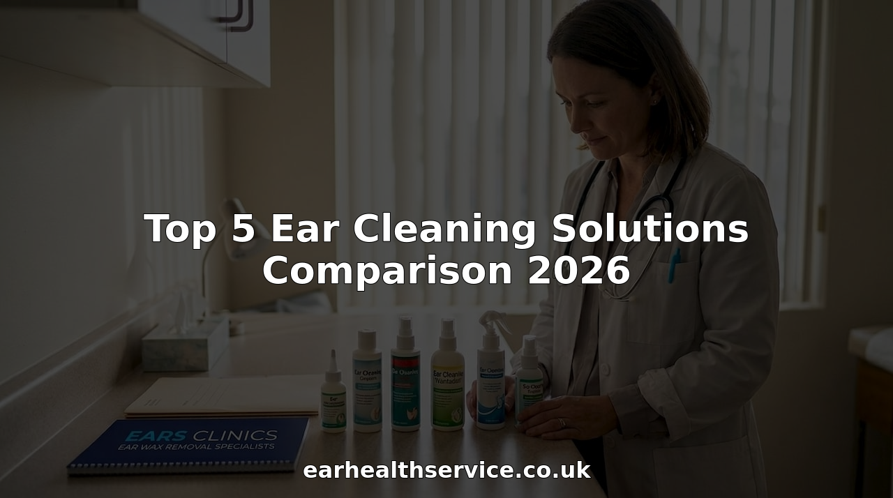 Doctor comparing ear cleaning solutions at clinic