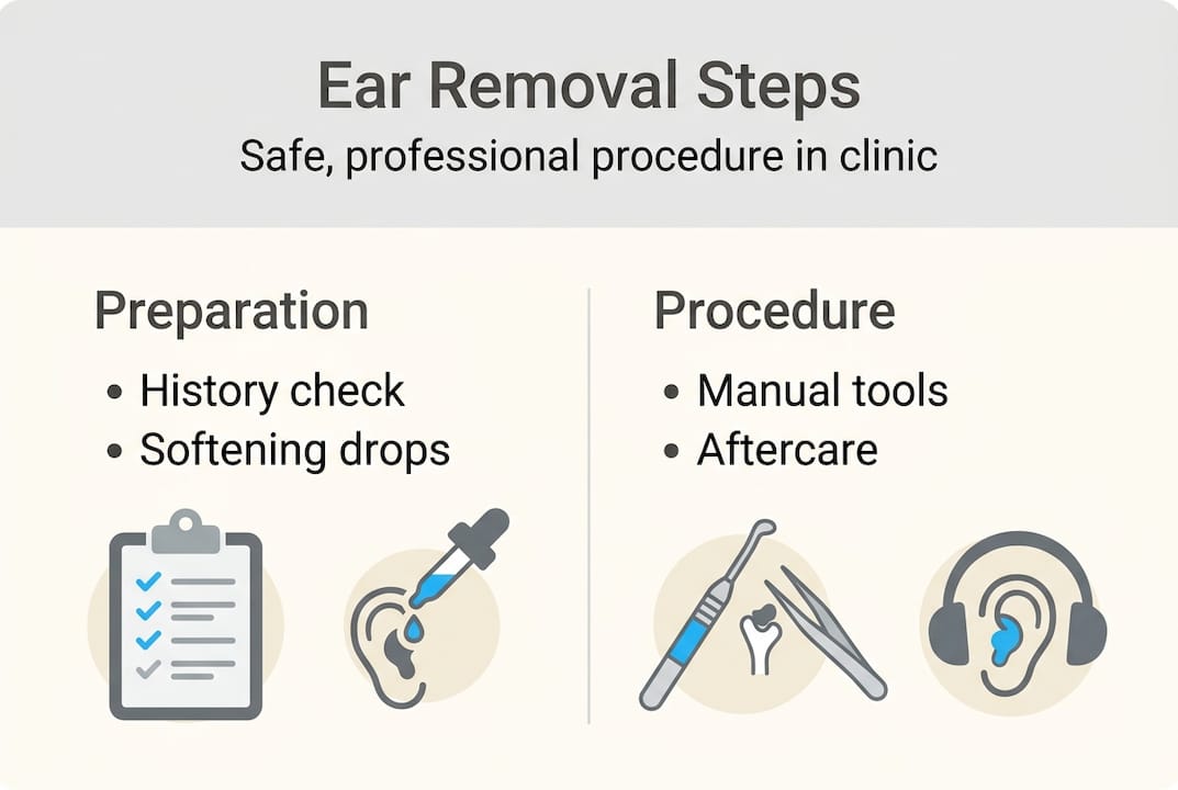 Infographic outlining instrumentation ear removal steps