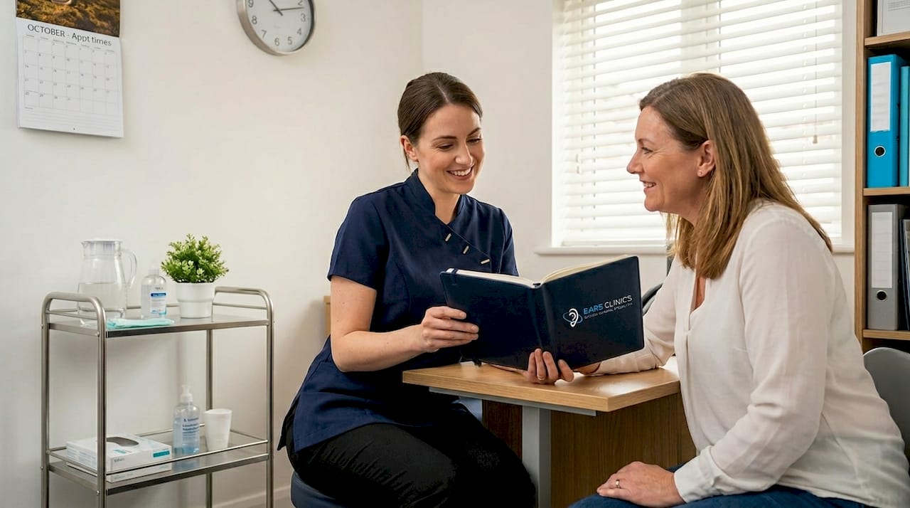 Audiologist prepping instruments for ear procedure
