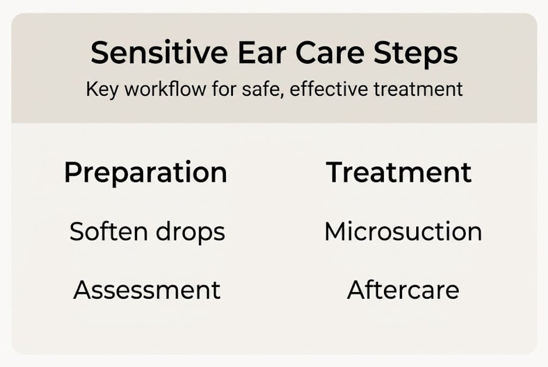 Infographic showing steps in sensitive ear care