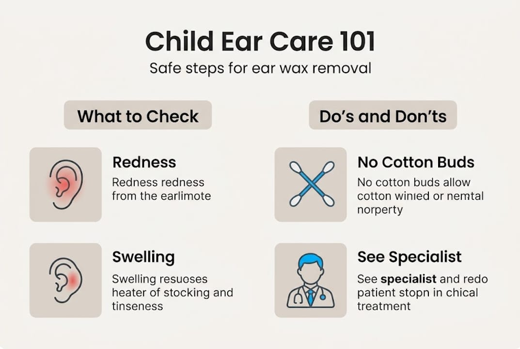 Infographic with child ear care do's and don'ts