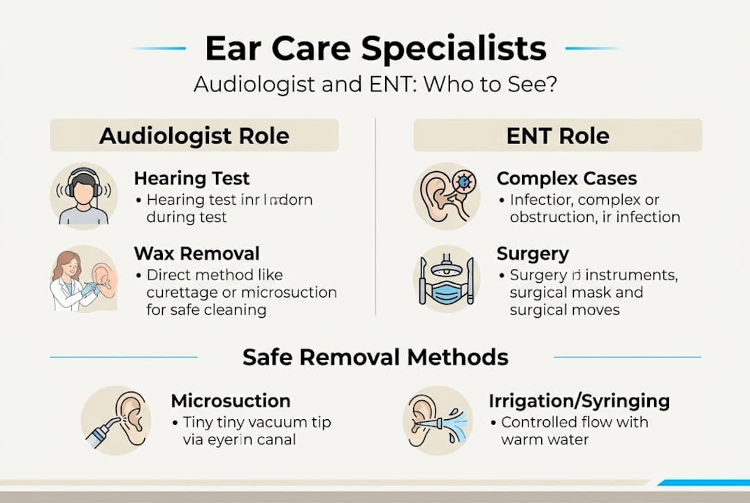 Infographic comparing audiologists and ENT roles