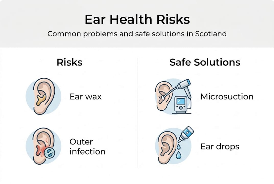 Infographic showing ear risks and solutions