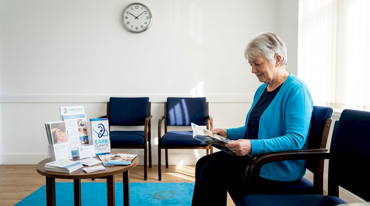 Patient waiting in Scottish ear clinic lounge