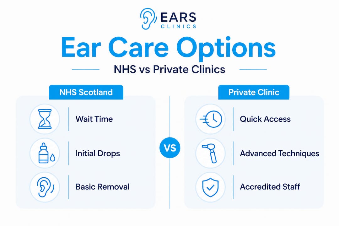 Infographic comparing NHS and private ear care