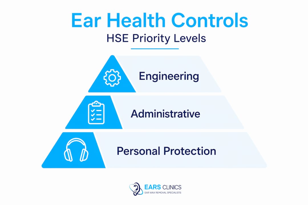 Ear health controls pyramid infographic