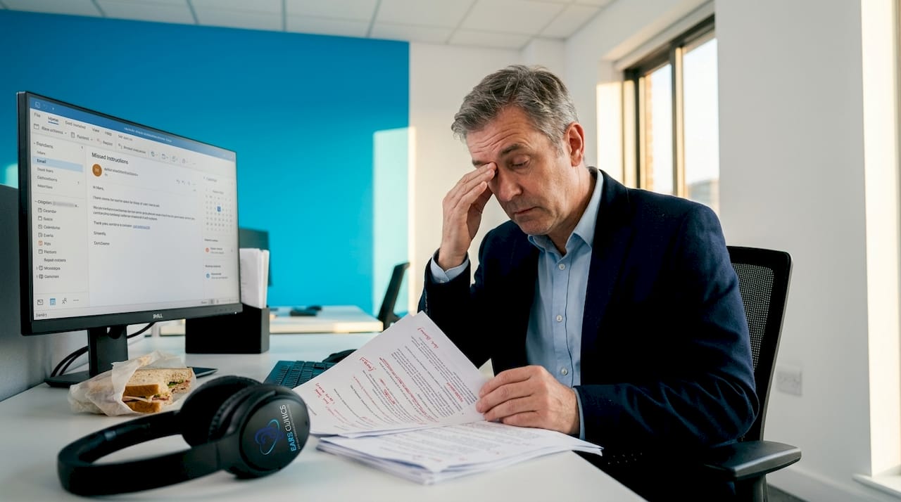 Employee shows signs of hearing-related fatigue