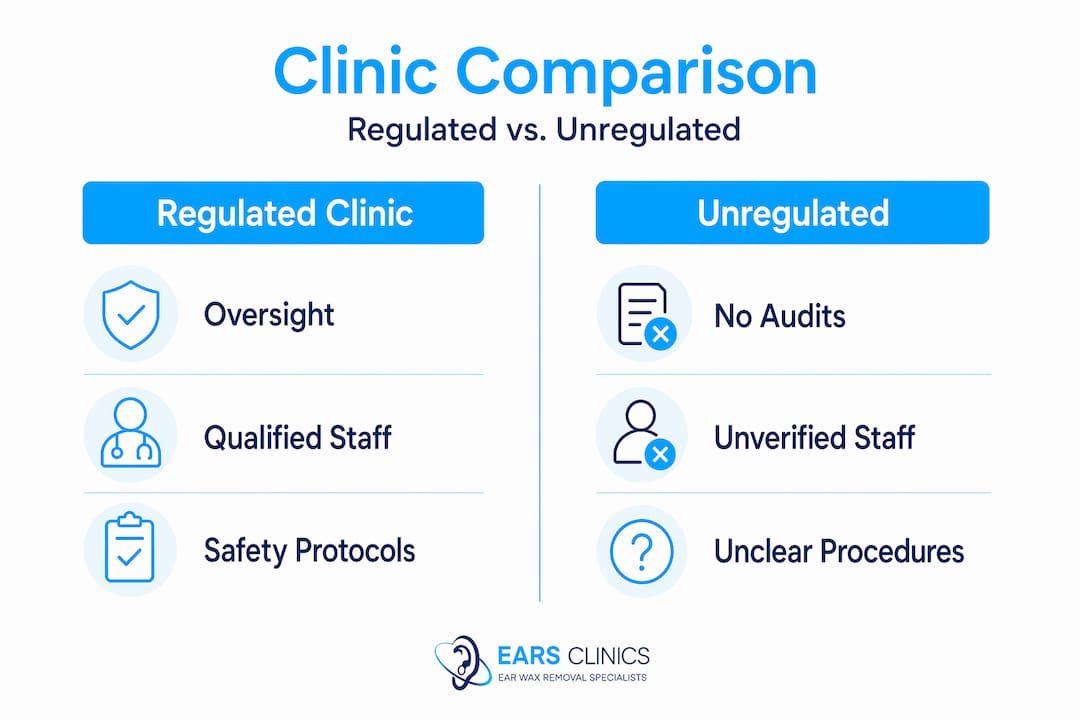Infographic comparing regulated and unregulated clinics