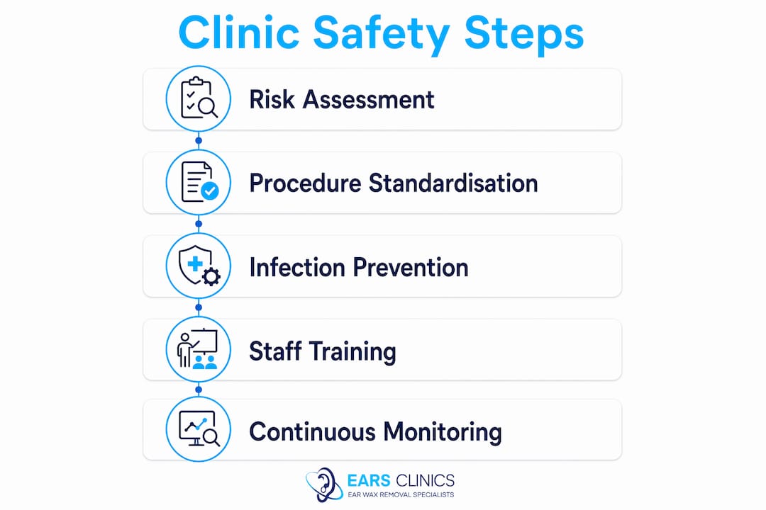 Infographic outlining clinic safety protocol steps