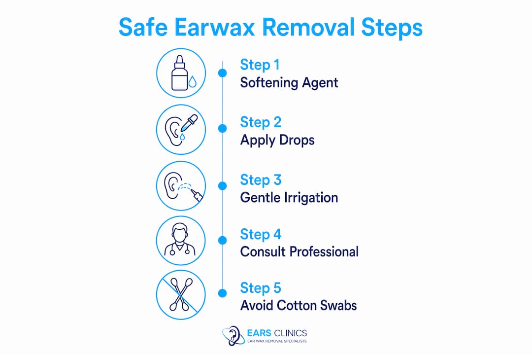 Infographic showing safe earwax removal steps