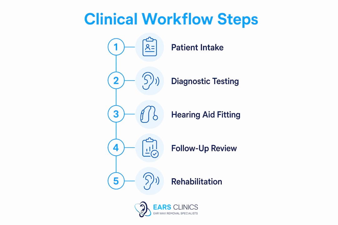 Infographic illustrating clinical workflow steps