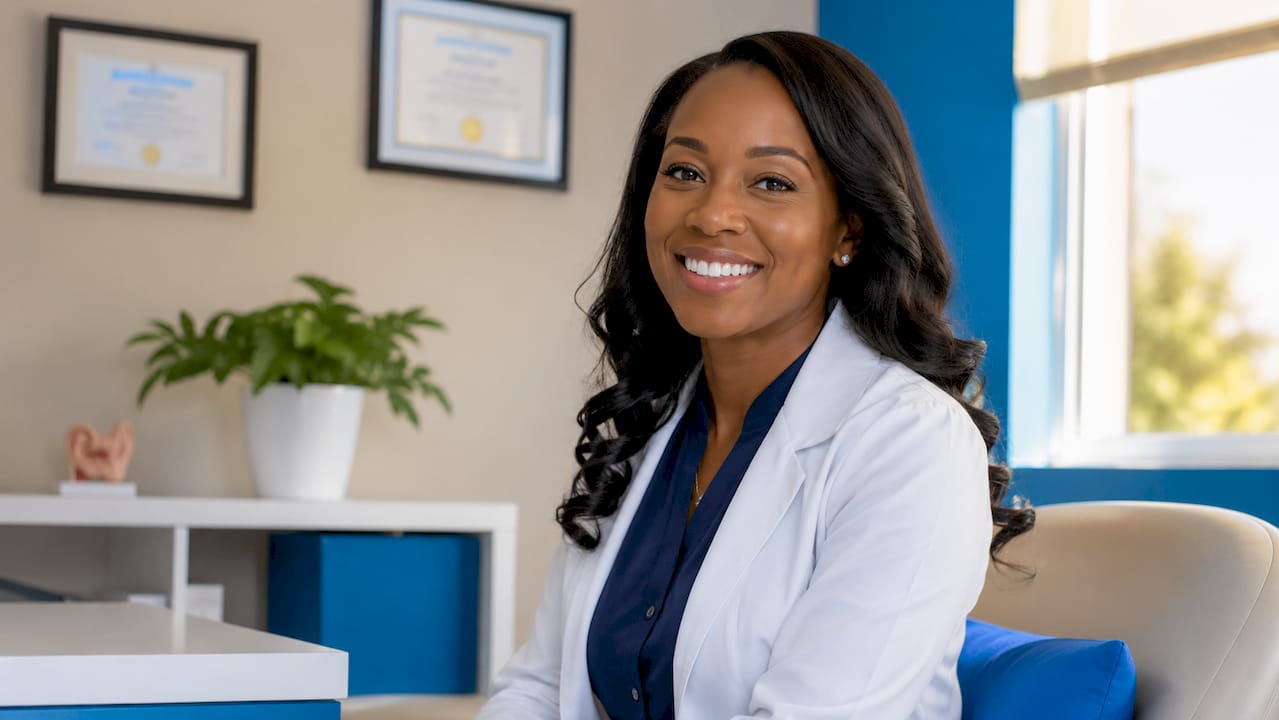 Female audiologist portrait in clinic
