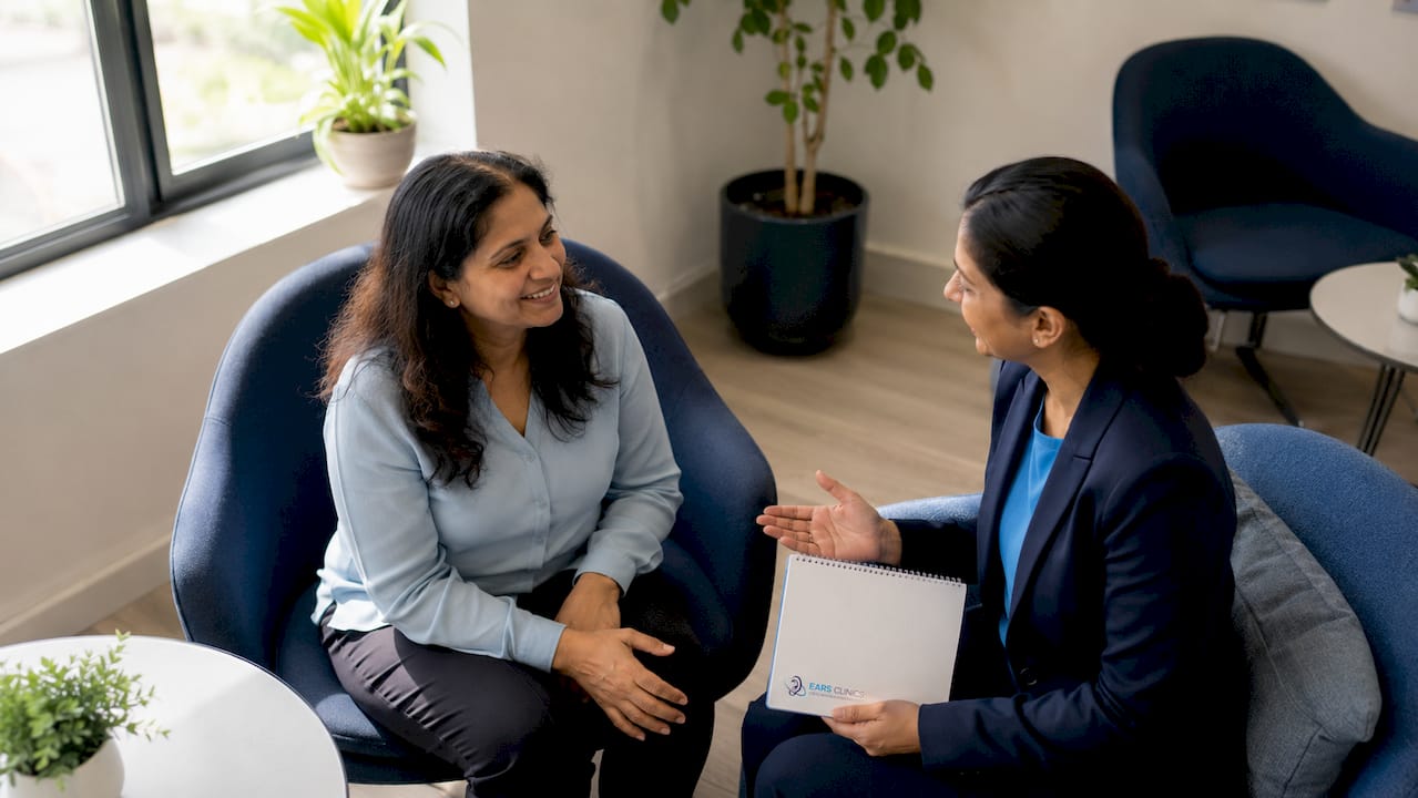 Friendly patient and practitioner consultation in clinic